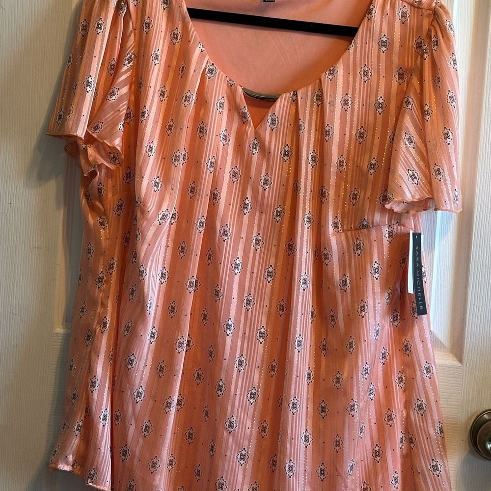 Sara Michelle Coral Patterned Blouse